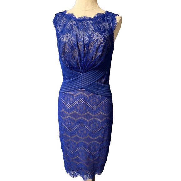 Anthropologie Tadashi Shoji Dress 6 Small Blue Sleeveless Wedding Party Cruise - Picture 2 of 9